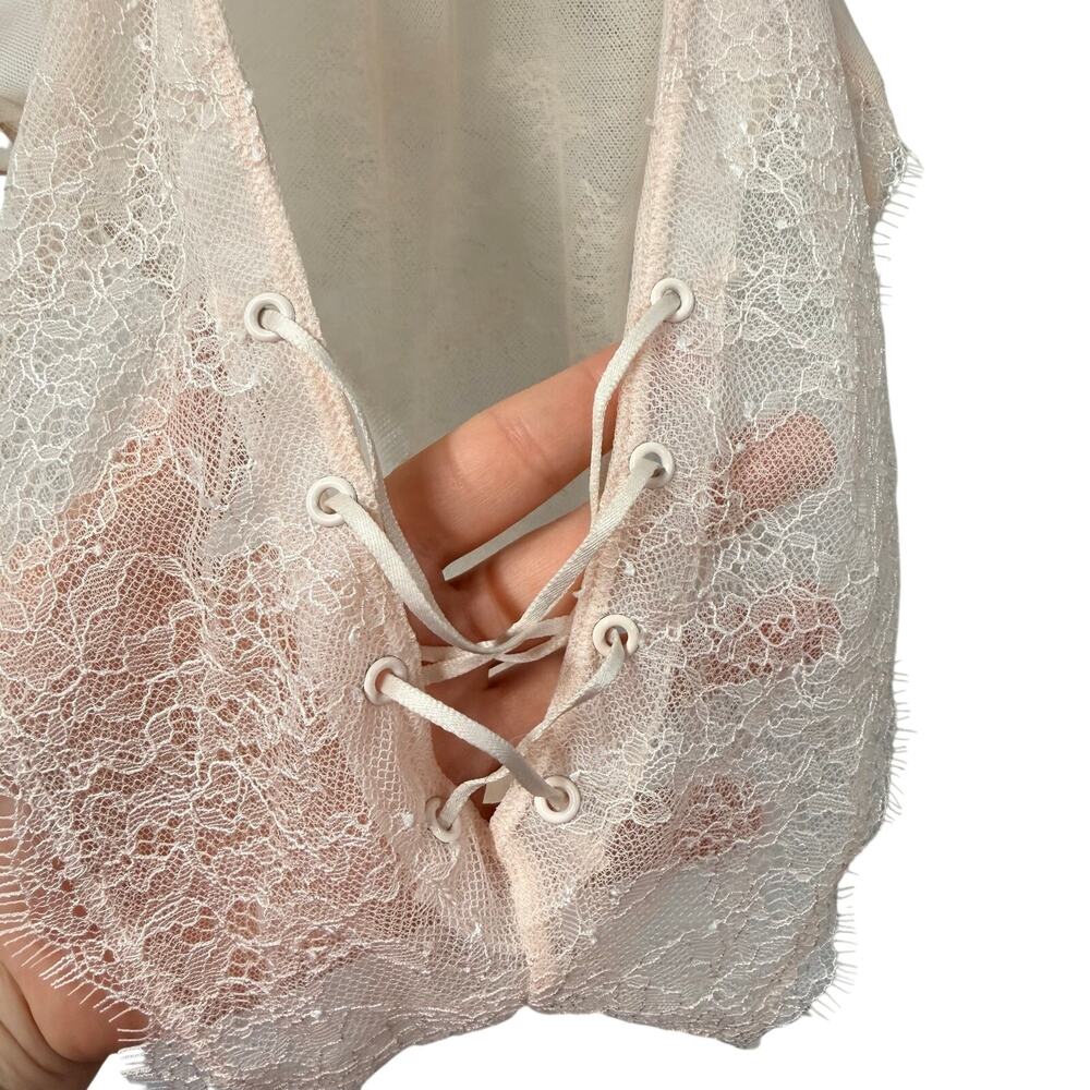 Victorias Secret Lace Nude Medium Bodysuit Semi Sheer Lingerie Style - Picture 13 of 13
